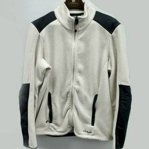L.L. Bean Fleece Jacket Cream Polartec Zipper Sz L